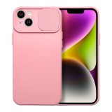 OEM iPhone 14 szilikon tok, hátlap tok, kamera védelemmel, rózsaszín, SLIDE Case