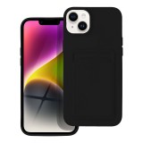 OEM iPhone 14 szilikon tok, hátlap tok, telefon tok, bankkártya tartóval, fekete, Card