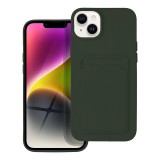 OEM iPhone 14 szilikon tok, hátlap tok, telefon tok, bankkártya tartóval, zöld, Card