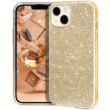 OEM iPhone 14 szilikon tok, hátlaptok, telefon tok, csillámos, arany, Glitter