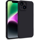 OEM iPhone 14 szilikon tok, hátlaptok, telefon tok, velúr belsővel, matt, fekete, Silicon