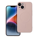 OEM iPhone 14 szilikon tok, hátlaptok, TPU telefon tok, MagSafe kompatibilis, púderrózsaszín, Mag Cover