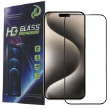OEM iPhone 15 / 16 üvegfólia, tempered glass, előlapi, 9D, edzett, hajlított, fekete kerettel
