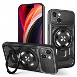 OEM iPhone 15 Defender Armor Mag tok – mágneses, MagSafe kompatibilis, kitámasztható, ütésálló, fekete