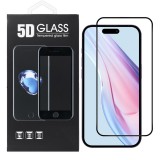 OEM iPhone 15 Plus / 16 Plus üvegfólia, tempered glass, előlapi, 5D, edzett, hajlított, fekete kerettel