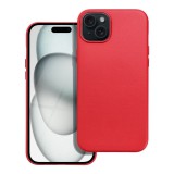 OEM iPhone 15 Plus hátlaptok, telefon tok, műbőr, MagSafe kompatibilis, piros, Leather Mag Cover