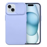OEM iPhone 15 Plus szilikon tok, hátlap tok, kamera védelemmel, levendula színű, SLIDE Case