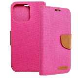 OEM iPhone 15 Pro Max könyvtok, fliptok, telefon tok, mágneszáras, bankkártya tartós, rózsaszín, Canvas
