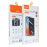 OEM iPhone 15 Pro Max üvegfólia, tempered glass, előlapi, edzett, hajlított, fekete kerettel, betekintés védelemmel, Veason Privacy 6D Pro