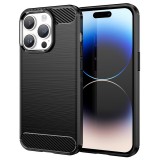 OEM iPhone 15 Pro szilikon tok, hátlaptok, telefon tok, karbon mintás, fekete, Carbon case