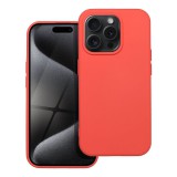 OEM iPhone 15 Pro szilikon tok, hátlaptok, telefon tok, velúr belsővel, matt, barack színű, Silicone