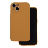 OEM iPhone 15 Pro szilikon tok, hátlaptok, telefon tok, velúr belsővel, matt, barna, Silicon