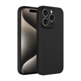 OEM iPhone 15 Pro szilikon tok, hátlaptok, telefon tok, velúr belsővel, matt, fekete, Silicon