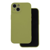 OEM iPhone 15 Pro szilikon tok, hátlaptok, telefon tok, velúr belsővel, matt, olivazöld, Silicon