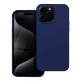 OEM iPhone 15 Pro szilikon tok, hátlaptok, telefon tok, velúr belsővel, matt, sötétkék, Silicon