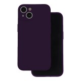 OEM iPhone 15 Pro szilikon tok, hátlaptok, telefon tok, velúr belsővel, matt, sötétlila, Silicon