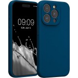 OEM iPhone 15 Pro szilikon tok, telefon tok, hátlaptok, matt, kék, Matt case