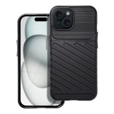 OEM iPhone 15 szilikon tok, hátlap tok, ütésálló, fekete, Thunder