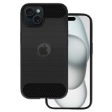 OEM iPhone 15 szilikon tok, hátlaptok, telefon tok, karbon mintás, fekete, Simple Carbon