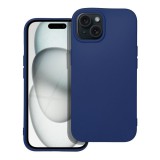 OEM iPhone 15 szilikon tok, hátlaptok, telefon tok, velúr belsővel, matt, sötétkék, Silicon
