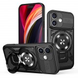 OEM iPhone 16 Defender Armor Mag tok – mágneses, MagSafe kompatibilis, kitámasztható, ütésálló, fekete