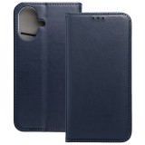 OEM iPhone 16 könyvtok, fliptok, telefon tok, mágneszáras, bankkártyatartós, sötétkék, Smart Magnetic