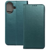 OEM iPhone 16 könyvtok, fliptok, telefon tok, mágneszáras, bankkártyatartós, zöld, Smart Magnetic