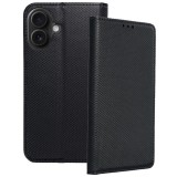 OEM iPhone 16 Plus könyvtok, fliptok, telefon tok, bankkártyatartós, mágneszáras, fekete, Smart Case book