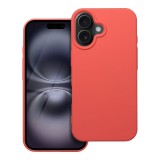 OEM iPhone 16 Plus szilikon tok, hátlaptok, telefon tok, velúr belsővel, matt, barack színű, Silicone