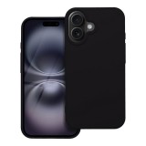 OEM iPhone 16 Plus szilikon tok, hátlaptok, telefon tok, velúr belsővel, matt, fekete, Silicone