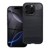 OEM iPhone 16 Pro Max szilikon tok, hátlaptok, telefon tok, karbon mintás, fekete, Simple Carbon