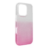 OEM iPhone 16 Pro szilikon tok, hátlaptok, telefon tok, csillámos, pink-ezüst, Shining Case