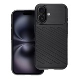 OEM iPhone 16 szilikon tok, hátlap tok, ütésálló, fekete, Thunder