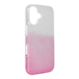 OEM iPhone 16 szilikon tok, hátlaptok, telefon tok, csillámos, pink-ezüst, Shining Case