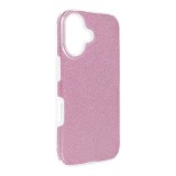 OEM iPhone 16 szilikon tok, hátlaptok, telefon tok, csillámos, rózsaszín, Glitter