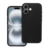 OEM iPhone 16 szilikon tok, hátlaptok, telefon tok, kamera védelelmmel, matt, fekete