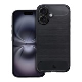OEM iPhone 16 szilikon tok, hátlaptok, telefon tok, karbon mintás, fekete, Carbon case