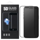 OEM iPhone 16 üvegfólia, tempered glass, előlapi, 5D, edzett, hajlított, matt, fekete kerettel