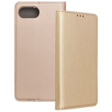 OEM iPhone 16e / 17e könyvtok, fliptok, telefon tok, bankkártyatartós, mágneszáras, arany, Smart Case book