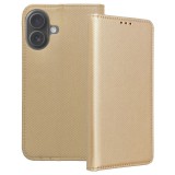 OEM iPhone 17 könyvtok, fliptok, telefon tok, bankkártyatartós, mágneszáras, arany, Smart Case book