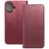 OEM iPhone 17 könyvtok, fliptok, telefon tok, bankkártyatartós, mágneszáras, bordó, Smart Magneto