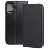 OEM iPhone 17 könyvtok, fliptok, telefon tok, mágneszáras, bankkártyatartós, fekete, Smart Magnetic