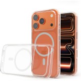 OEM iPhone 17 Pro hátlaptok, telefon tok, MagSafe kompatibilis, erősített sarkokkal, átlátszó, Anti Shock Mag Case, 1.5mm (nagy kamera kivágás)