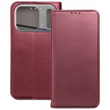 OEM iPhone 17 Pro könyvtok, fliptok, telefon tok, bankkártyatartós, mágneszáras, bordó, Smart Magneto