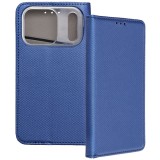 OEM iPhone 17 Pro könyvtok, fliptok, telefon tok, bankkártyatartós, mágneszáras, sötétkék, Smart Case book