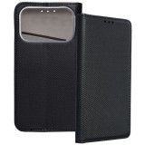 OEM iPhone 17 Pro könyvtok, fliptok, telefon tok, mágneszáras, bankkártyatartós, fekete