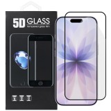 OEM iPhone 17 Pro Max üvegfólia, tempered glass, előlapi, 5D, edzett, hajlított, fekete kerettel