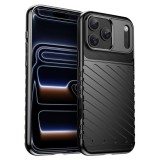 OEM iPhone 17 Pro szilikon tok, hátlap tok, ütésálló, fekete, Thunder