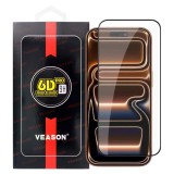 OEM iPhone 17 Pro üvegfólia, tempered glass, előlapi, edzett, hajlított, fekete kerettel, Veason 6D Pro
