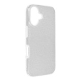 OEM iPhone 17 szilikon tok, hátlaptok, telefon tok, csillámos, ezüst, Glitter